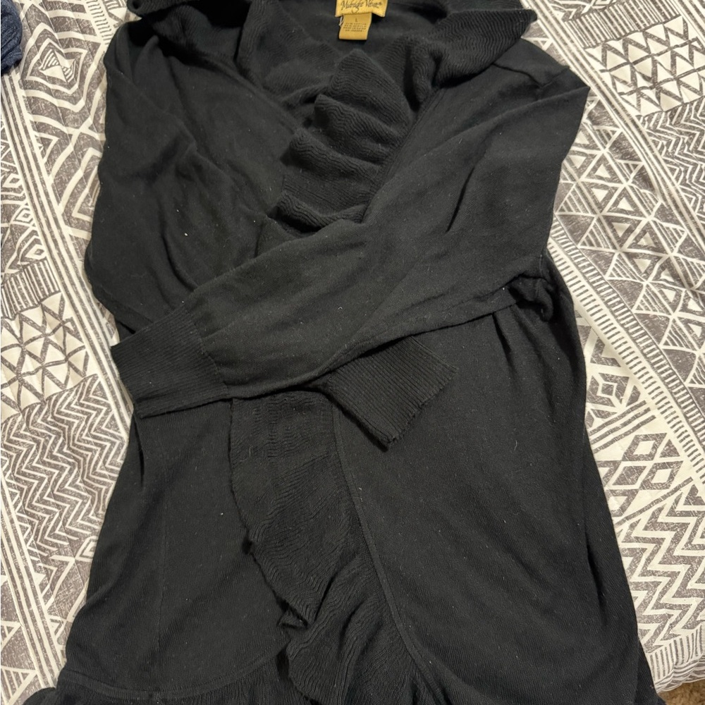 Black Ruffled Cardigan